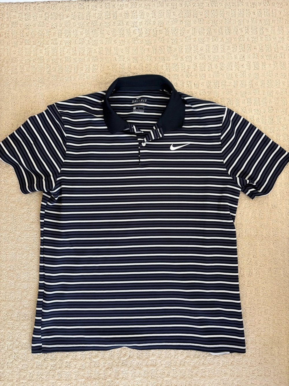 Nike Men’s Navy & White Striped Polo Shirt